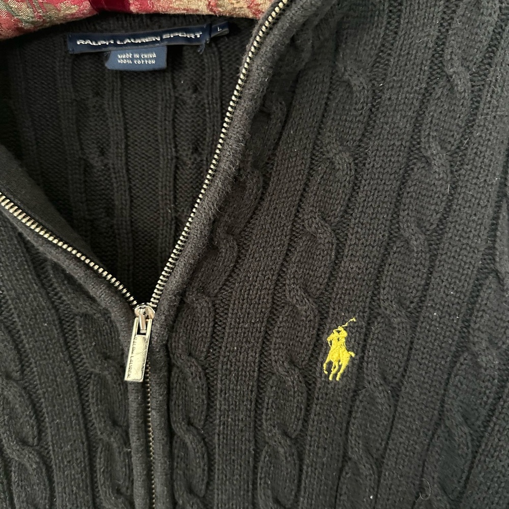 Ralph Lauren Black Zip-Up Cable Knit Sweater - Picture 5 of 9